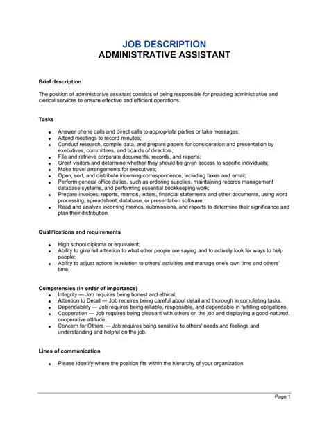 Administrative Assistant Secretary 1 Job Description: Your Comprehensive Guide to a Crucial Role