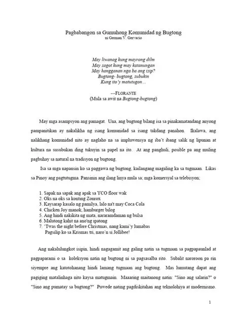 Ang Sumbong ng Pagbabangon