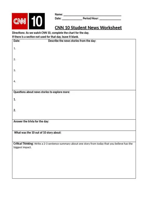 Decoding CNN 10: A Student's Guide to Mastering the News with Worksheet Answers