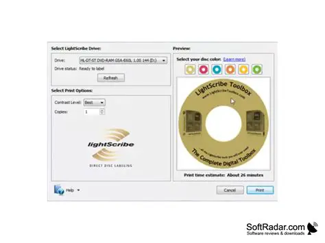 Download and install the LightScribe Template Labeler
