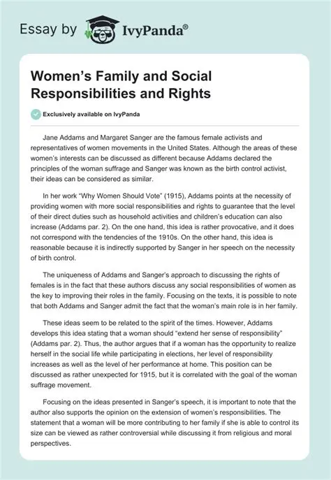 Family and social responsibilities