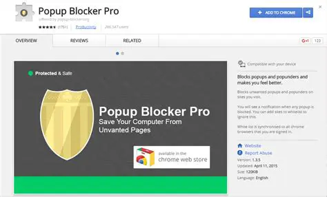 Features of Pop up Blocker Pro