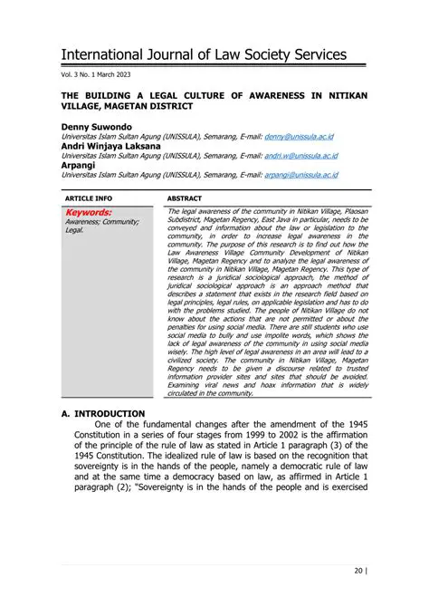 Increase legal awareness in the community