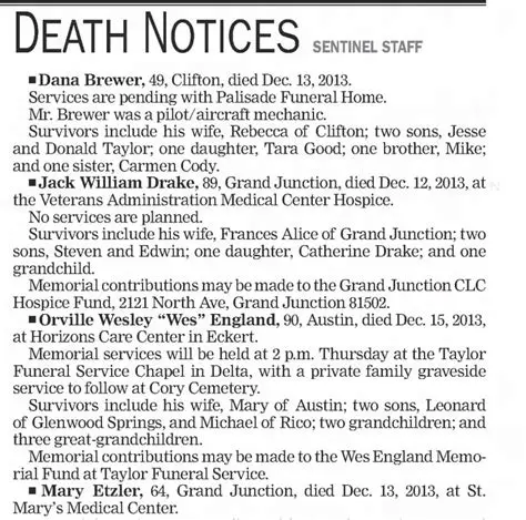 PSE&Cumberlandse Times News: Remembering Lives – Death Notices and Tributes