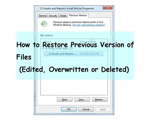 Revert to a previous version of the software