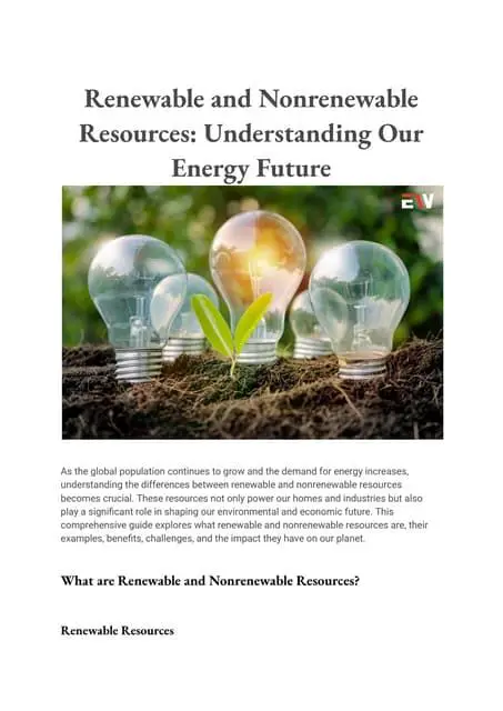 Understanding Nonrenewable Resources